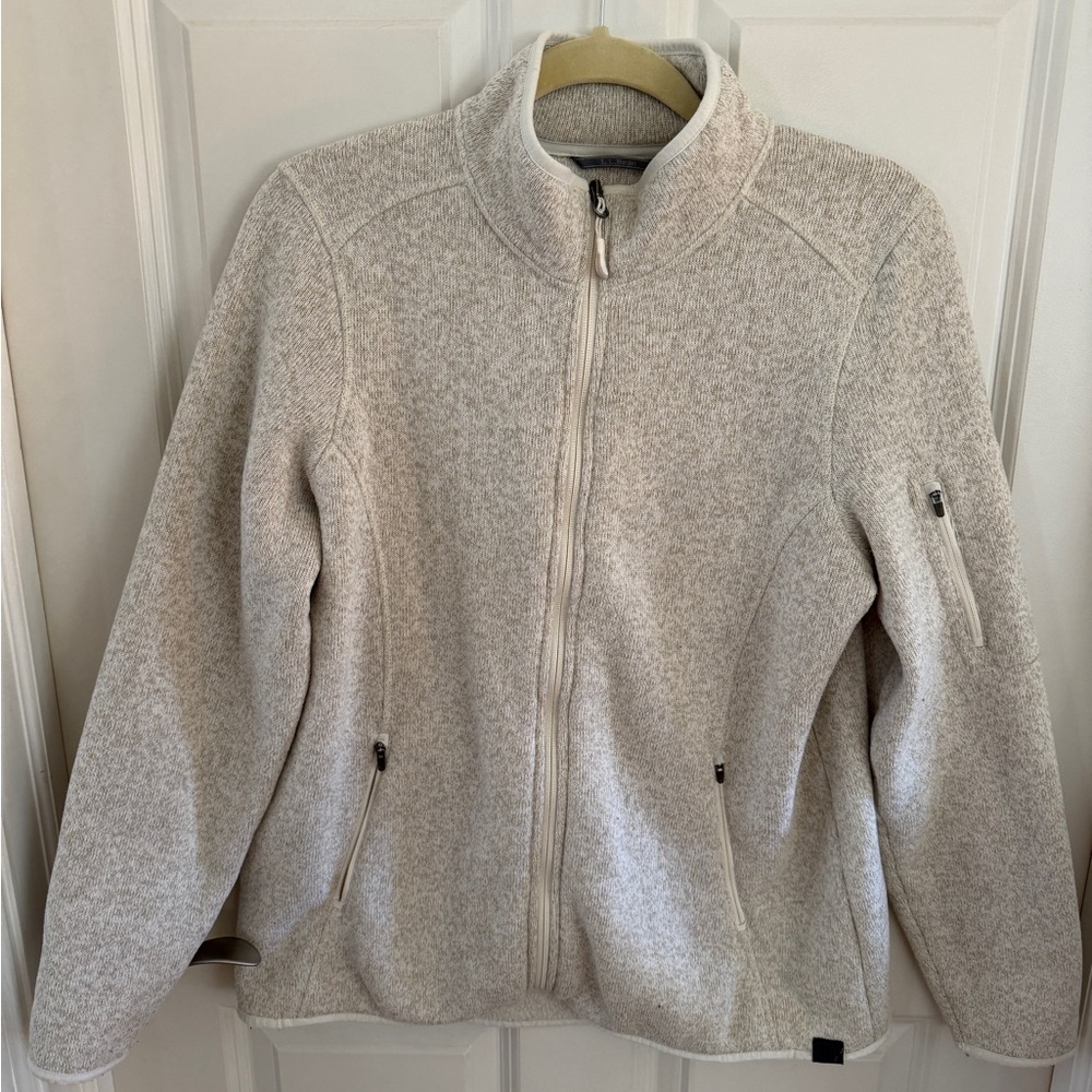 L.L. Bean Cream Knit-Texture Fleece Jacket
